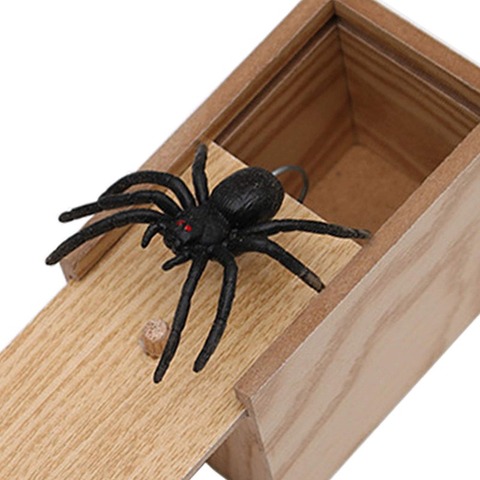 April Fool's Day gift Wooden Prank Trick Practical Joke Home Office Scare Toy Box Gag Spider Mouse Kids Funny Play Joke Gift Toy ► Photo 1/6