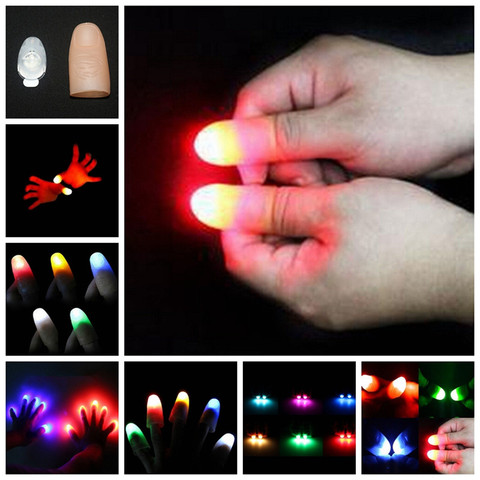 2Pcs Magic Super Electronic LED Light Flashing Fingers Magic Trick Props Kids Amazing Glow Toys Children Luminous Decor Gifts ► Photo 1/6