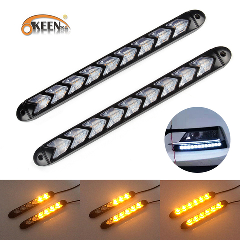 OKEEN 2pcs Waterproof Car Led Switchback LED Daylight Headlight DRL Lamp Dynamic Sequential Turn Signal Daytime Running Lights ► Photo 1/6