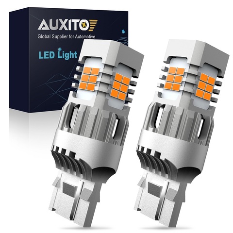 AUXITO 2pcs T20 W21W WY21W LED No Hyper Flash 7440 7440NA LED Turn Signal Light Bulbs Canbus Error Free Car Lamp Amber Yellow ► Photo 1/6