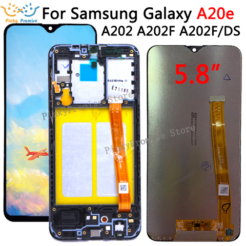 For Samsung Galaxy A20e A202 A202F A202DS Display Touch Screen Digitizer Assembly A202 A202F/DS For SAMSUNG A20e LCD ► Photo 1/6