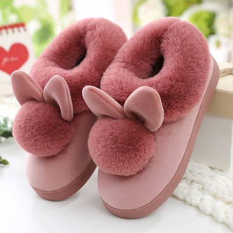 Cotton Slippers Women Bag With Winter Thick Bottom Cute Home Slipper Warm Ladies Shoes Cartoon Cotton Shoes Women ► Photo 1/5