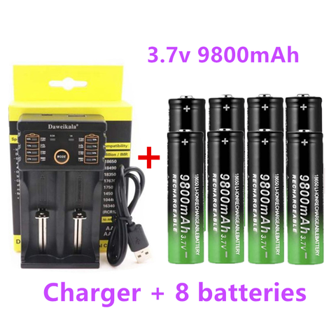 2-8pcs 2022 New18650 Battery High Quality 9800mAh 3.7V 18650 Li-ion batteries Rechargeable Battery For Flashlight Torch +Charger ► Photo 1/5