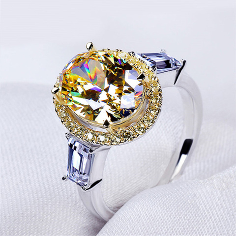 Huitan New Trendy Yellow Zircon Women Engagement Rings Elegant Finger Accessories Anniversary Gift Shiny CZ Female Rings Jewelry ► Photo 1/4