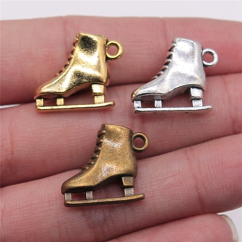 WYSIWYG 6pcs 21x18x6mm 3 Colors Antique Gold Antique Silver Color Antique Bronze 3D Skates Charms Skates Shoe Charms ► Photo 1/4