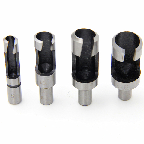 4pcs 6.3mm Round Shank Carbon Steel Wood Plug Cutter 6-8-13-16mm Woodworker Wood Drilling Tennon Plug Hole Cutters Drill Bit ► Photo 1/5