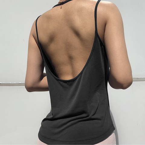 Yoga Workout Tops for Women Backless Long Tank Workout Shirts