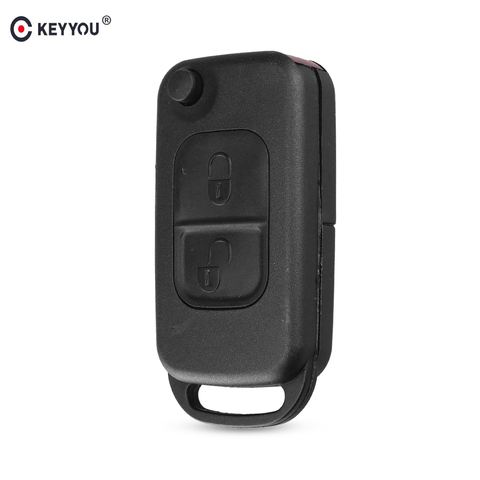 KEYYOU Flip Folding car Shell Remote Key Fob Case 2 Button For Mercedes Benz SLK E113 A C E S W168 W202 W203 Free Shipping ► Photo 1/6