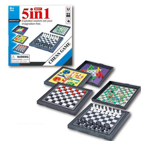 5 In 1 Chessmen Checkers Magnetic Board Game Flying Chess Kids Classic Flight Puzzle Game Set For Friend Children Gift ► Photo 1/5