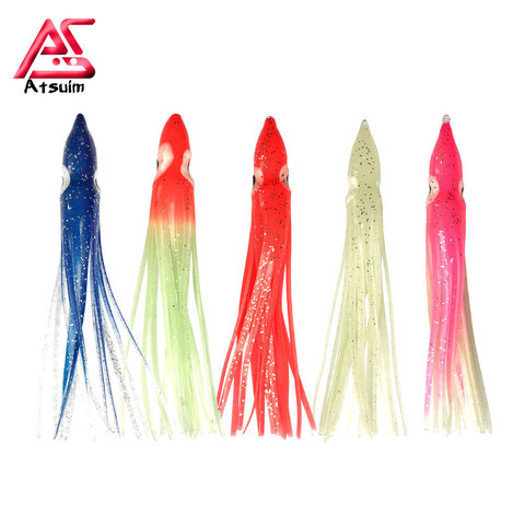 10pcs/lot Luminous Squid Skirts Soft Lure pesca 9cm10cm12cm Night Fishing Lure Octopus Glow Rubber Hooks Skirt Artificial Bait ► Photo 1/6