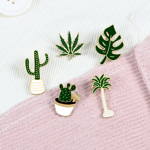 Lovely Badge Plant Potted Collar Shoe Lips Enamel Brooch  Coconut Tree Cactus Leaves Decorative Clothing Cartoon Pins Badge ► Photo 1/6