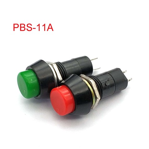 PBS-11A 12mm Self-locking Plastic Push Button Switch Latching Switchs 3A 250V AC 2PIN ► Photo 1/4