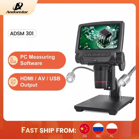 ANDONSTAR ADSM301 HDMI/USB Digital Microscope 3MP Measurement Software for Phone Repair Soldering Tool bga smt Watch ► Photo 1/6