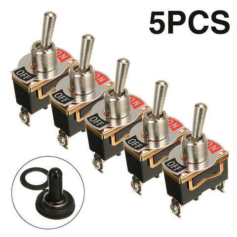 5pcs 15A 250V ON/OFF SPST 2Pin Heavy Duty Rocker Switch Car Boat Rocker Toggle Switch With Waterproof Boot ► Photo 1/6