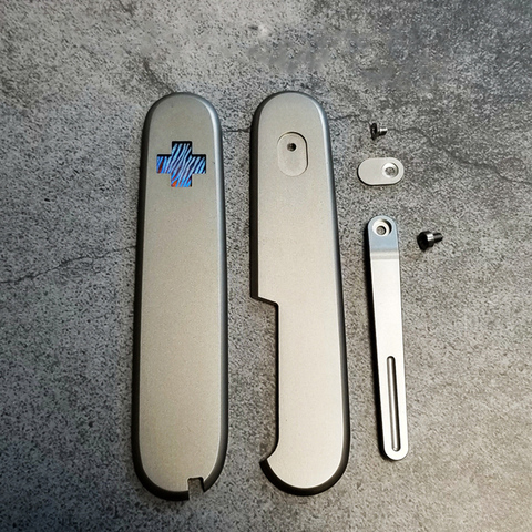 1 Pair Custom Made Titanium Alloy TC4 Saber Handle Scale Replacement for 84mm Victorinox Swiss Army Knife Mod ► Photo 1/5