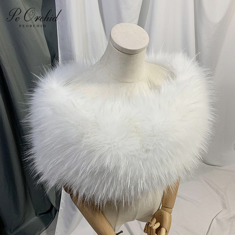 PEORCHID Winter Bridal Wrap Shrug Faux Fur Wedding Coat White Estolas De fiesta Bridal Shoulder Capes Women Party Bolero Jacket ► Photo 1/6