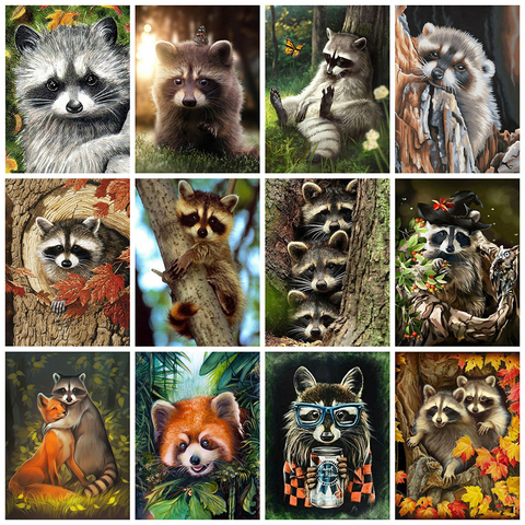 Evershine Diamond Painting Raccoon Full Square Diamond Embroidery Animals Pictures Of Rhinestones Mosaic Crafts Home Decor ► Photo 1/6