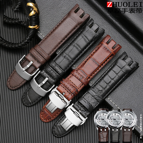 The leather strap is  for SWATCH Swatch YRS403 412 402G cowhide watch strap fittings with butterfly buttons ► Photo 1/6
