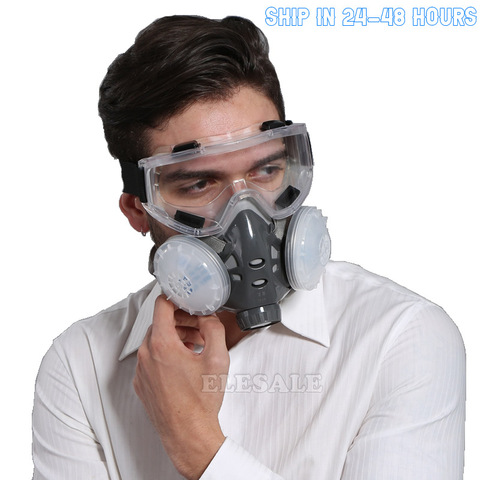 Half Face Dust Mask Safety Goggles Self-Priming Respirator Dual 5-Layer Filters For Carpenter Daily Haze Protection Work Safety ► Photo 1/6