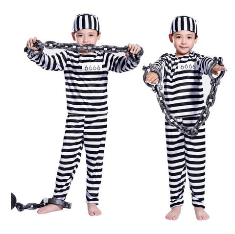 Halloween Cosplay Costume clothes boy child striped prisoner prisoner costume masquerade costume ► Photo 1/5