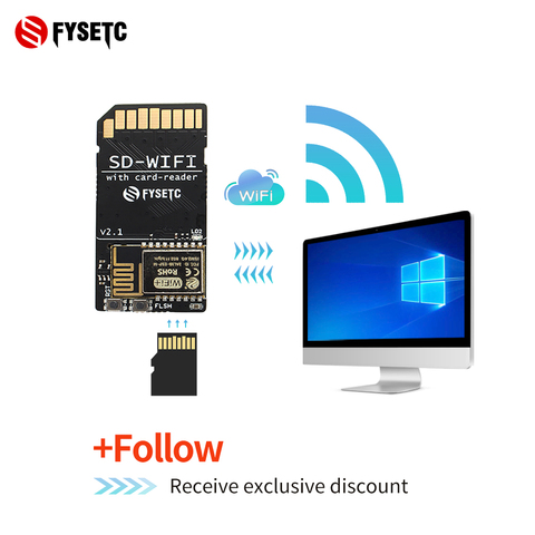 FYSETC 1pcs SD-WIFI with Card-Reader Module run ESPwebDev Onboard USB to serial chip Wireless Transmission Module For S6 F6 ► Photo 1/6