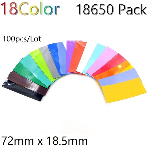 100pcs Battery Film PVC Heat Shrink Tube Tape Precut 72mm x 18.5mm Cover Sleeve Protector Multiple Color For 18650 Battery Wrap ► Photo 1/6