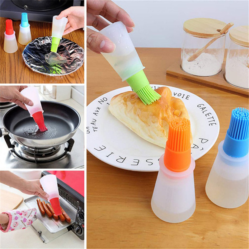 Baking Oil Brush Bottle Silicone Pastry BBQ Basting Heat Resistant Kitchen Tool