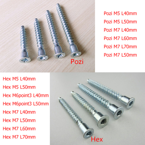 50/100/200/500/1000Pcs/Lot Hex or Pozi Drive Countersunk Head Furniture Confirmat Screws for Wood DIY Knock Down K/D ► Photo 1/6