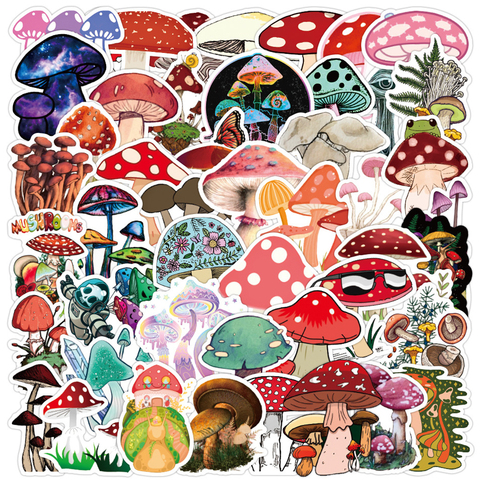 50PCS Cute Plant Mushroom Stickers Laptop Guitar Luggage Skateboard Car Waterproof Graffiti Sticker Funny Decal Kid Classic Toys ► Photo 1/6