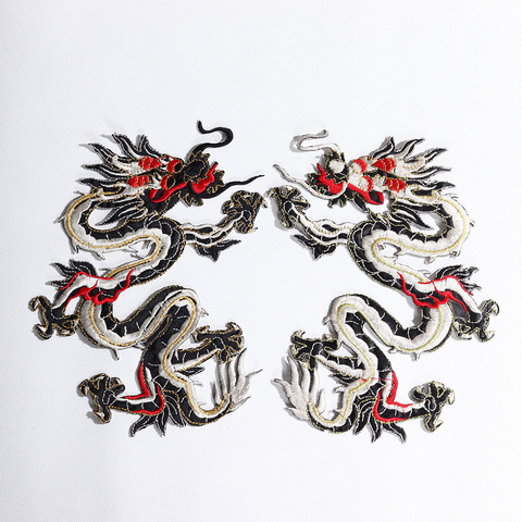 Exquisite Animal Chinese Four claw Cyan Dragon Embroidery Patch wholesale DIY Garment Accessory Patch Free Delivery ► Photo 1/3