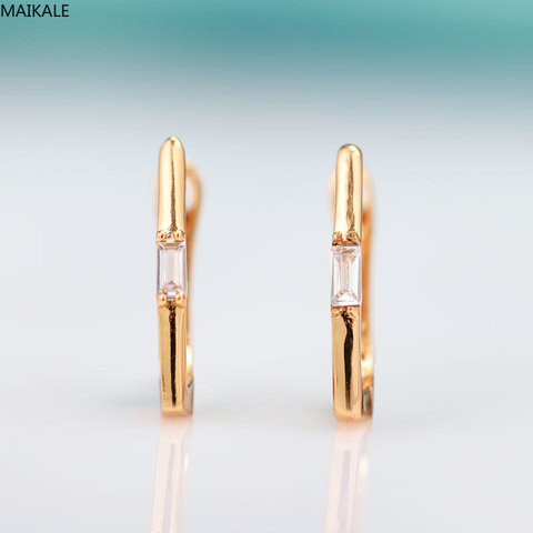 MAIKALE Trendy geometric Stud Earrings For Women rectangle Cubic Zirconia Fine Jewelry Rose Gold Earrings Exquisite Jewelry Gift ► Photo 1/6