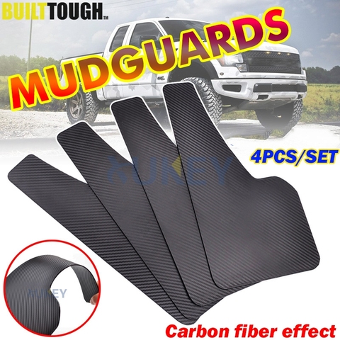 Front Rear 4pcs Set Universal Mud Flaps Splash Guards Mudguards Carbon Fiber effect Mudflaps Car Auto Van SUV Pickup Accessories ► Photo 1/6