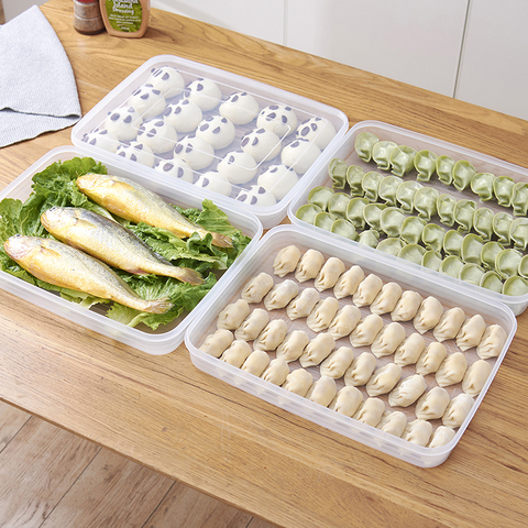 Kitchen Dumpling container Home transparent Frozen Dumpling Box Refrigerator Fresh-keeping Box Food Freezer Storage Box mx907951 ► Photo 1/6