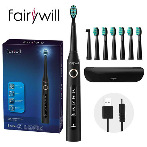 Fairywill Electric Sonic Toothbrush FW-507 Rechargeable USB Charge Waterproof Electronic Tooth 8 Brushes Replacement Heads Adult ► Photo 1/6