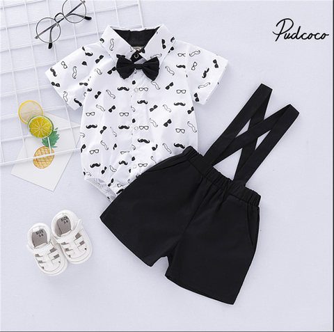 Costume for Baby Boys Suits Formal Children Fantasy Boy Child Suit Bow Dress Shirts Bodysuit+Overall Wedding Wear Child Clothing ► Photo 1/6