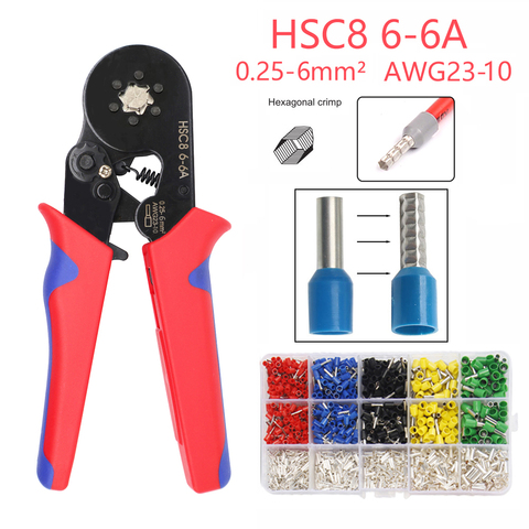 Crimp Wire Ferrules Kit Hexagonal Sawtooth Ratchet Crimping Set Wire Terminal Crimper Connector Plier Set Insulated Terminator ► Photo 1/6