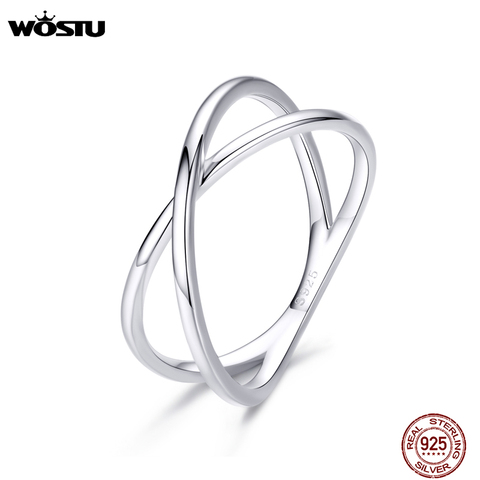 WOSTU 100% Real 925 Stelring Silver Double Layer Cross Finger Rings Classic 2022 New Rings For Women Jewelry Gift CQR543 ► Photo 1/6