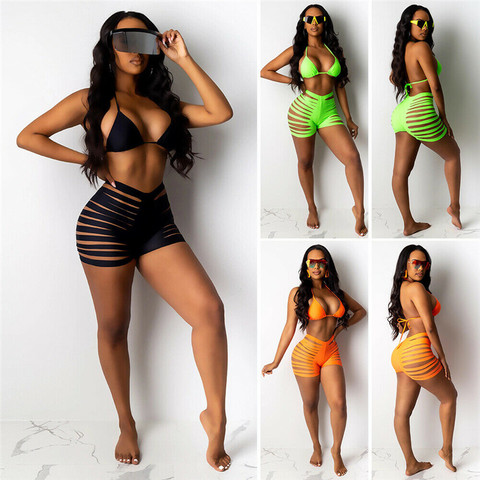 hirigin Women Sexy Bikini Set Bandage Swimsuits Halter Push Up High Waist Thong Hollow Out 2022 Swimwear Bathing Suits Beachwear ► Photo 1/6