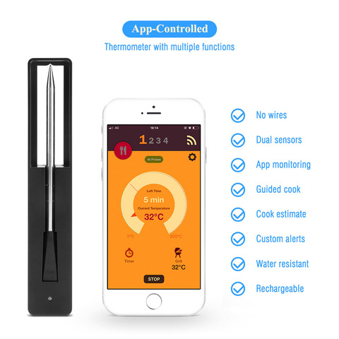 WaterProof BBQ Kitchen Oven Bluetooth Outdoor Barbecue APP Wireless Meat cooking thermometer ► Photo 1/6