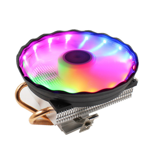RGB LED CPU cooler Cooling 2 heatpipe CPU fan 3Pin PC Cooling 90mm fan Radiator heatsink for LGA/775/1158/1366/AM4/AM3/AM2+/AM2 ► Photo 1/6