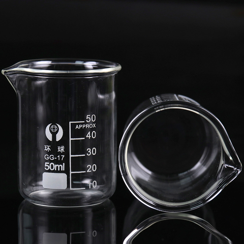 1PC Capacity 50ml Low Form Beaker Chemistry Laboratory Glass Transparent Beaker Flask Thickened With Spout ► Photo 1/6