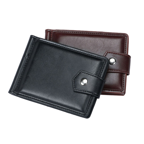 New Causal Small Men's Leather Wallet With Coin Pocket Money Clip 5 Credit Card Slots Male Metal Clamp Cash Holder Purse For Man ► Photo 1/6