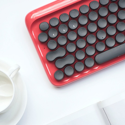 Red circle dot Bluetooth wireless retro mechanical keyboard for tablet Apple MAC, EH112S 79 (key) ► Photo 1/5