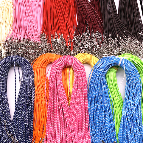 New 10pcs 1.5mm Leather Cord Wax Rope Chain Necklace Extender Chain Lobster Clasp DIY Jewelry Accessories ► Photo 1/6