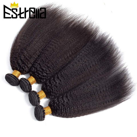 Kinky Straight Human Hair Bundles Brazilian Hair Weave Bundles Remy Hair Bundles Deals Natural Color Yaki Human Hair Extension ► Photo 1/6