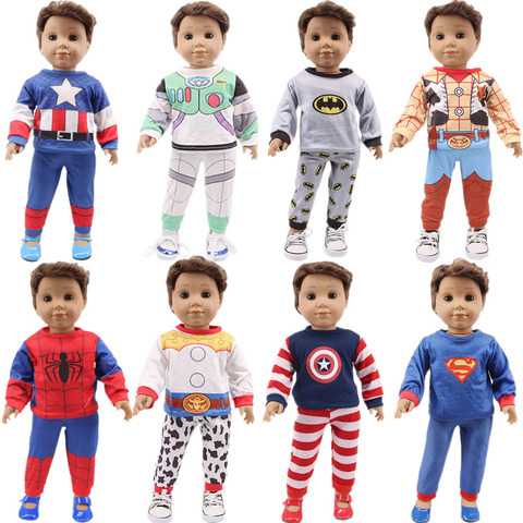 New Arrivals 8 Styles 2 Pcs/Set Doll Pajamas For 18 Inch American&43 Cm Born Doll Superhero Clothes Christmas Girl`s Best Toy ► Photo 1/6