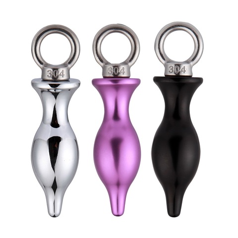 small medium large size for choose metal anal beads butt plug with Pull ring black purple insert sex toys for man women couple ► Photo 1/6