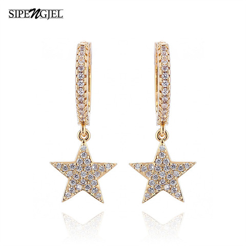 Fashion Star Earrings Top Quality Cz Crystal Gold Hoop Earrings For Women girls lady Fashion Jewelry серьги звезды 2022 ► Photo 1/6
