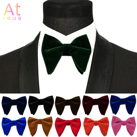 Father's Day Gift Planted Velvet Bowtie Women Men Groom Wedding Funeral Bow Tie Solid Horn Bow Ties knot Formal Wear Accessories ► Photo 1/6