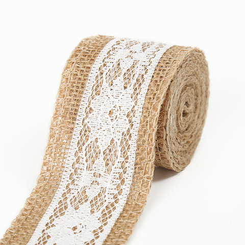 burlap ribbon lace roll jute twine ired burlap ribbon for wedding decorations diy handmade crafts ► Photo 1/6